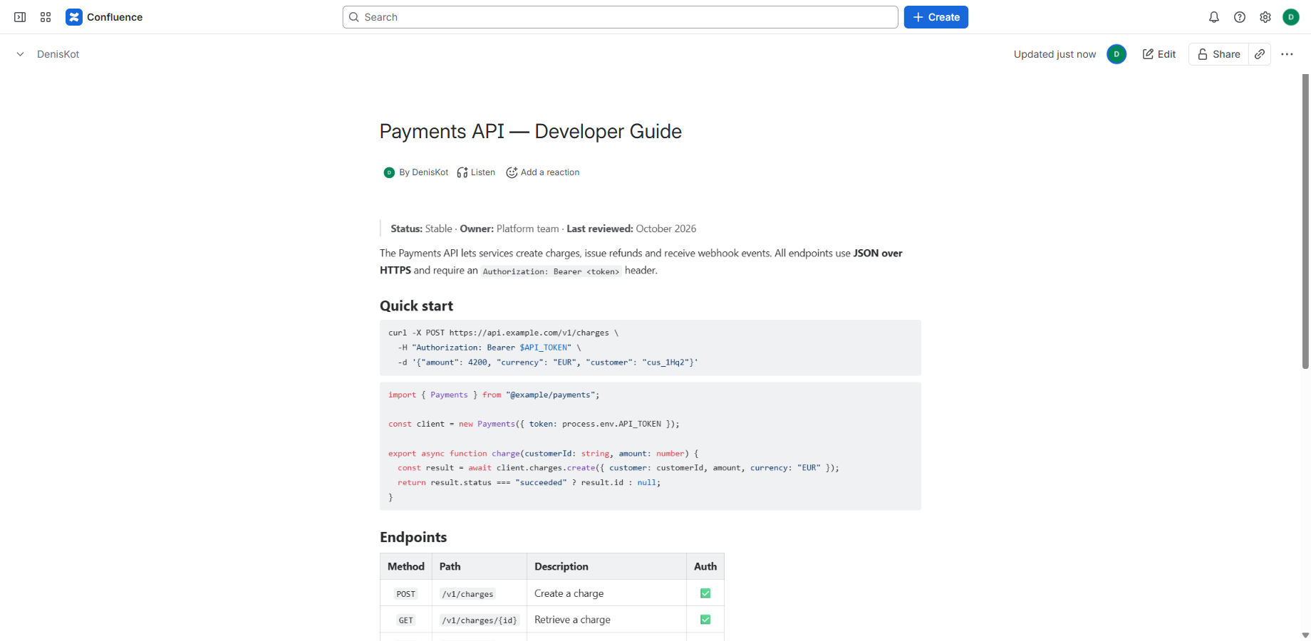 Rendered Markdown page with code blocks